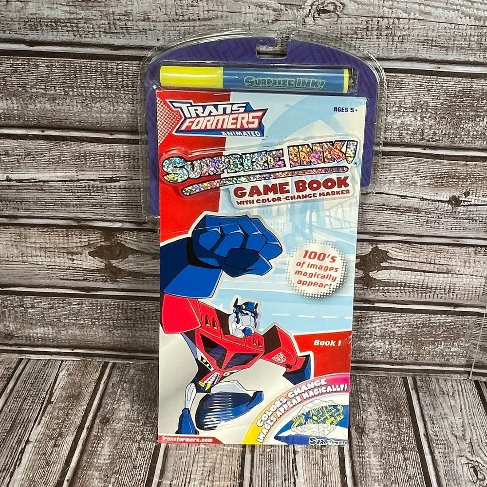 TRANSFORMERS Animated SURPRISE INK Game Book Color Change Marker 2008 RARE NEW